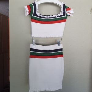 Knit skirt knit top set